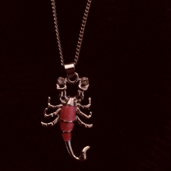 🔆SOLD🔆Pink and Silver tone SCORPION Pendant with Necklace - Picture 2 of 6